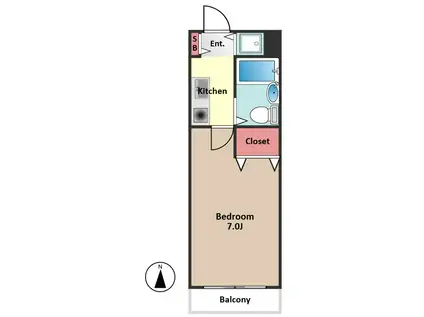 ピンテール3(1K/2階)の間取り写真