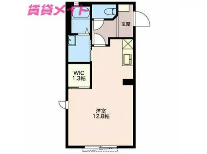 FEELS B棟(ワンルーム/1階)の間取り写真