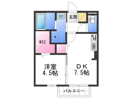 フェリーチェ小雑賀A棟(1DK/2階)の間取り写真