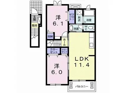 サンタウン青垣(2LDK/2階)の間取り写真