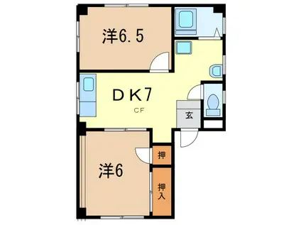 コーポニューガンジョー(2DK/4階)の間取り写真