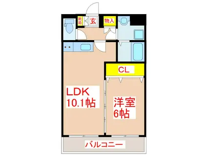 シンフォニー 加治木(1LDK/3階)の間取り写真