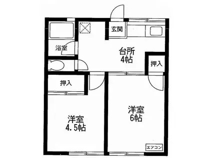 シティハイムキャロル(2K/2階)の間取り写真