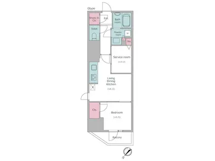 レジディア中目 III(2LDK/2階)の間取り写真