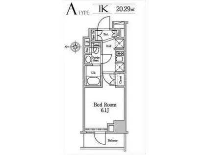 レジディア南品川II(1K/1階)の間取り写真