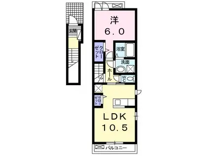 エンブレム H(1LDK/2階)の間取り写真