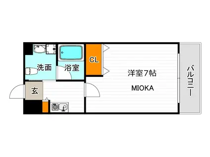 エクセル杭全(1K/8階)の間取り写真