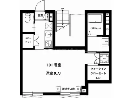 ブランシュバル早宮(1K/1階)の間取り写真