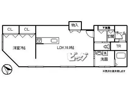 TB32(1LDK/2階)の間取り写真