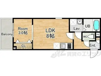 ジーメゾン吹田岸部(1LDK/1階)の間取り写真