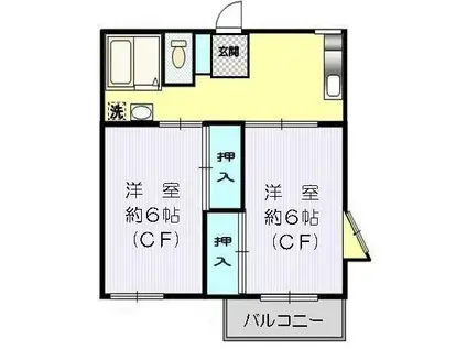 メゾンドヴァンテーヌ(2K/2階)の間取り写真