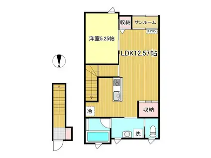 GRAN SHARME(1LDK/2階)の間取り写真