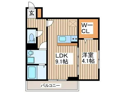 ERDE五輪I(1LDK/3階)の間取り写真