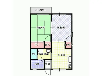 トリヴァンベール高柳壱番館(2DK/1階)の間取り写真