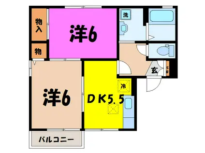 ミンガル(2DK/1階)の間取り写真