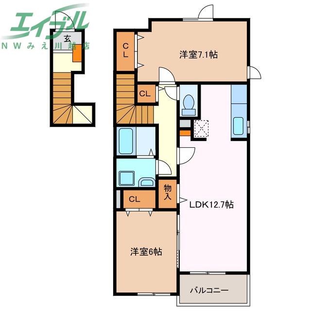 イースト ファーム(2LDK/2階)の間取り写真