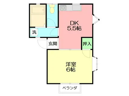 エスポアール伊勢原(1DK/1階)の間取り写真