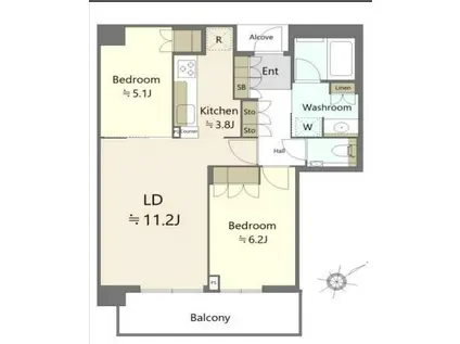 ザ・パークハウス中之島タワー(2LDK/23階)の間取り写真