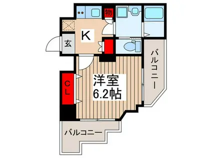 S-RESIDENCE本中山ALORIA(1K/7階)の間取り写真