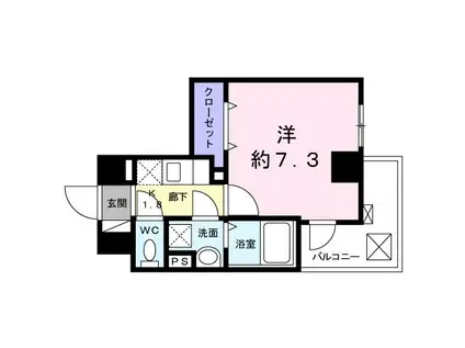 パークシティ本厚木(1K/4階)の間取り写真