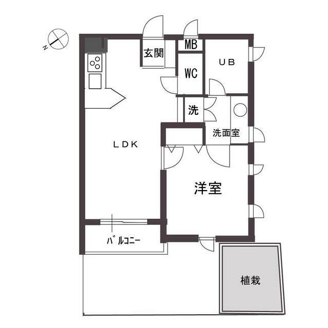 エルスタンザ中目黒(1LDK/1階)の間取り写真