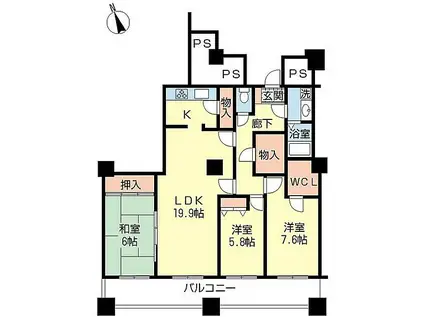 晴海アイランドトリトンスクエアビュータワー(3LDK/44階)の間取り写真