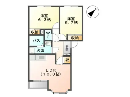 コーポひまわり(2LDK/2階)の間取り写真