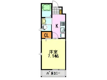 AQUE12(1K/1階)の間取り写真