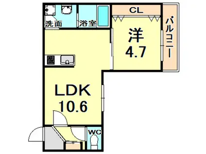 コフレ西宮(1LDK/1階)の間取り写真