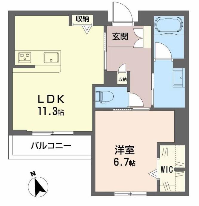 シャーメゾン 木の実(1LDK/2階)の間取り写真