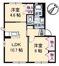 バリュージュII(2LDK/2階)の間取り写真