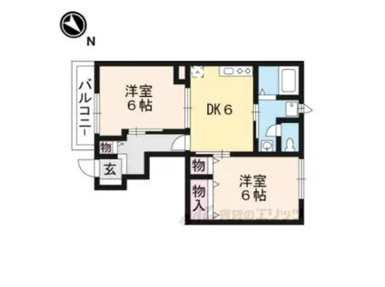 カルフール(2DK/1階)の間取り写真