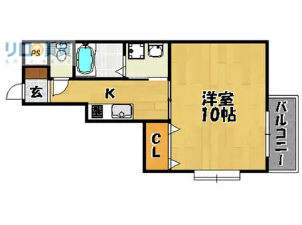 エスパシオ御崎(1K/1階)の間取り写真