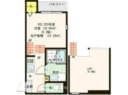 ハーモニーテラス岩切II(1K/1階)の間取り写真