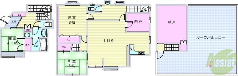 ラジュール箕面(4SLDK/2階)の間取り写真