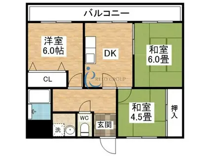 ファミールK(3DK/4階)の間取り写真