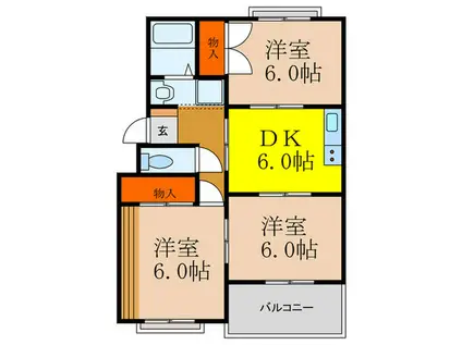 エタニティⅥ(3DK/1階)の間取り写真