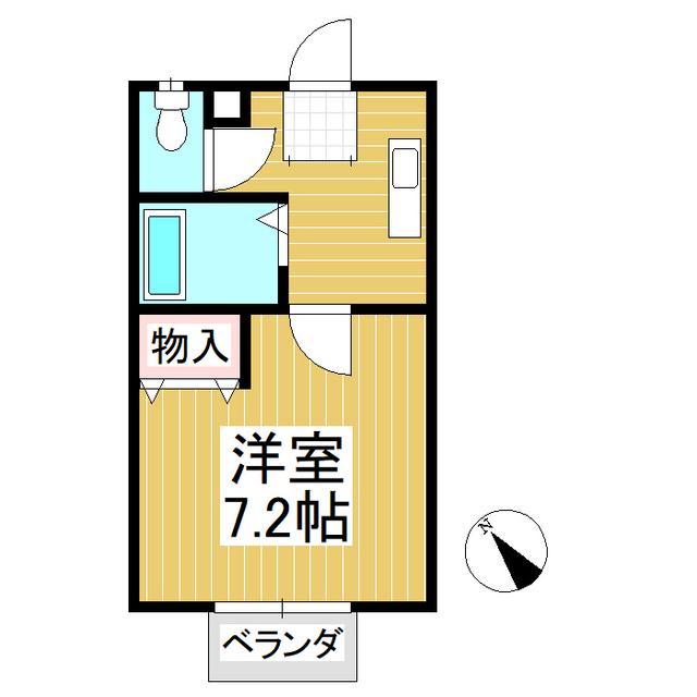 ダックス(1K/2階)の間取り写真