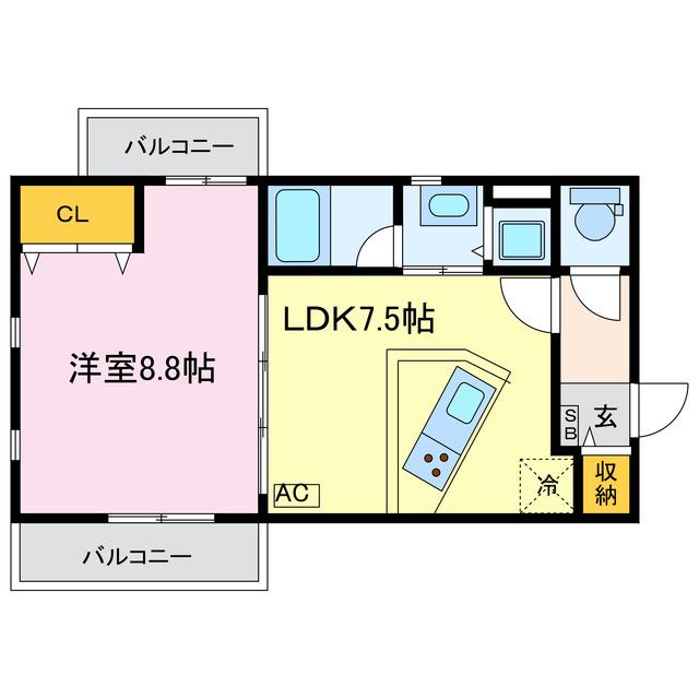 ガーデンコートプロヴァンス(1LDK/2階)の間取り写真