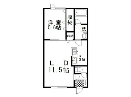 ブリリアント6(1LDK/2階)の間取り写真