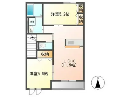 リッツパークC(1LDK/1階)の間取り写真