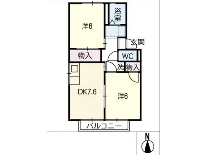 セジュール曙(2DK/2階)の間取り写真