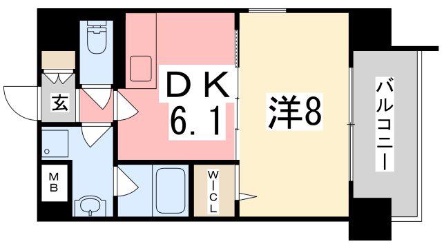 ビヤン北八代(1DK/1階)の間取り写真