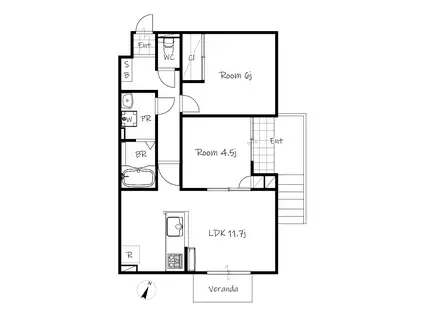 フォレストショア(2LDK/1階)の間取り写真