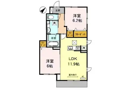 キャム月見山1(2LDK/1階)の間取り写真