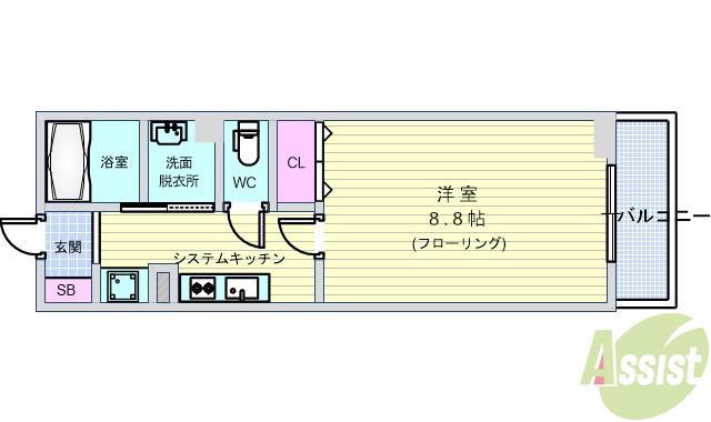 サンローズ(1K/1階)の間取り写真