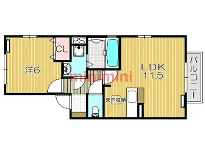 ウィルモア城西B(1LDK/2階)の間取り写真