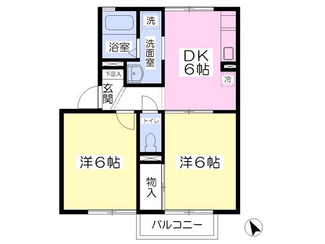 リバーサイド・アイルC(2DK/1階)の間取り写真