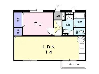 サンヒルズ三郷(1LDK/2階)の間取り写真