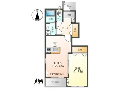 東武伊勢崎線 細谷駅(群馬) 徒歩30分 2階建 築12年(1LDK/1階)の間取り写真